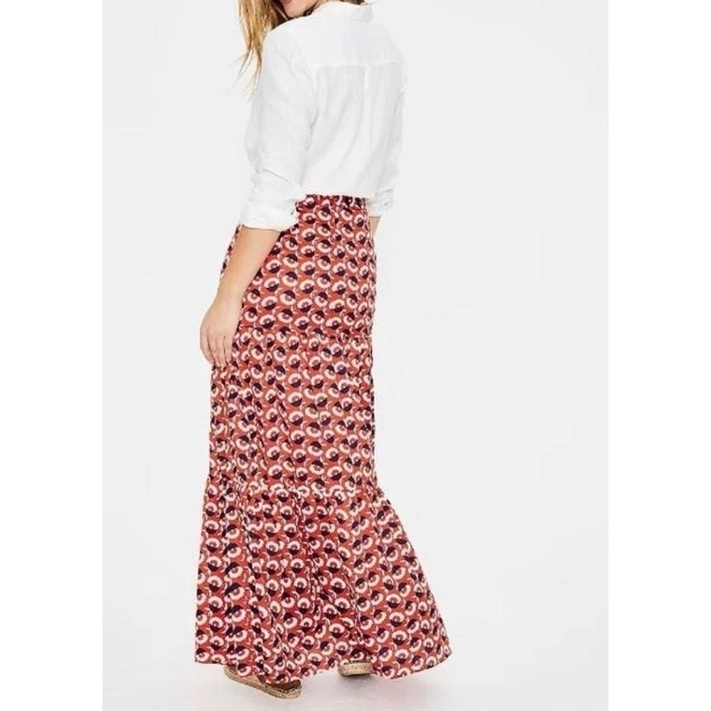 NWT* Boden Thea Red Floral Tiered Maxi Skirt Womens Size 4 Cotton Boho Retro Mod - Picture 2 of 9